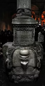 Images Dated 14th December 2013: Basilica Cistern. 6th century. Medusa column base. Istanbul
