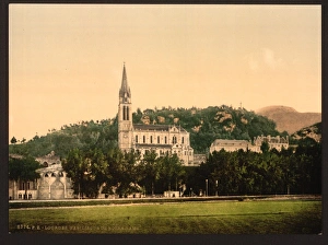 Pyrenees Collection: Basilique from La Prairie, Lourdes, Pyrenees, France