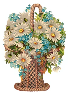 Images Dated 6th November 2015: Basket of flowers on a Victorian scrap