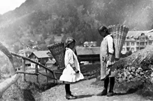 Basket girls, Wengen, Switzerland, 1920s
