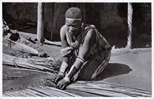 Images Dated 31st May 2018: A Basotho woman making mats - South Africa