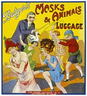 Batgers Masks and Animals Luggage label