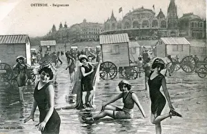 Ostende Prints: Bathers & Bathing Huts, Ostende / Ostende, Belgium