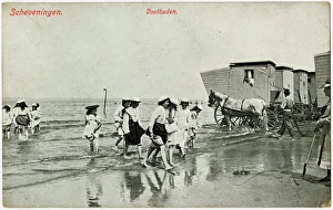 Jan16 Collection: Bathers and Bathing Machines at Scheveningen, The Hague