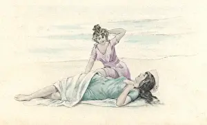 C1905 Prints: Bathers on Beach C1905