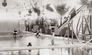 Bathers at an indoor swimming pool, France, c. 1890 s