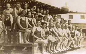 Swim Wear Prints: Bathers pose for photo at saltair, Utah, USA