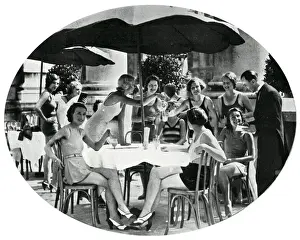 Bathers Prints: Bathers at the rooftop pool of the Piccadilly Hotel