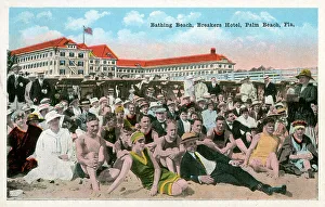 Bathers Prints: The Bathing Beach, Breakers Hotel, Palm Beach, Florida, USA
