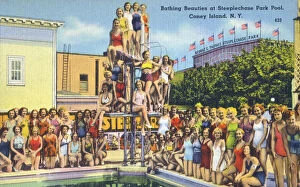 Images Dated 27th May 2021: Bathing Beauties at Steeplechase Park Pool, Coney Island, NY, USA