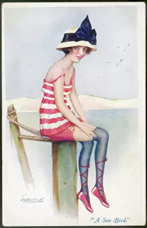 Stockings Gallery: Bathing Belle on Pier