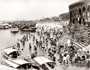 Bathing ghat, Calcutta, India, c. 1880 s