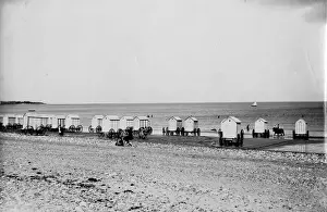 Bathing huts on the beach at Colwyn Bay, North Wales