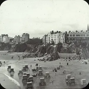 Topography Prints: Bathing Machines on the beach at Tenby, Wales