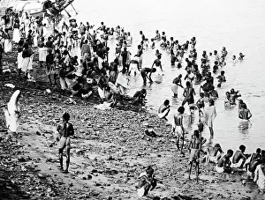 Ganges Prints: Bathing in the River Ganges, India, Victorian period