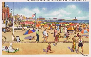Carlton Prints: Bathing scene in front of Ritz-Carlton Hotel, Atlantic City