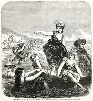 Trouville Prints: Bathing women at Trouville, France 1870