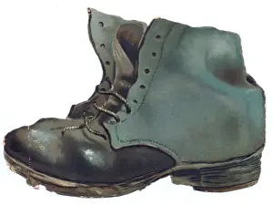 Battered old boot greetings card