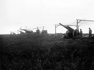 Contalmaison Prints: Battery of 60 pounders in action, Contalmaison, France, WW1