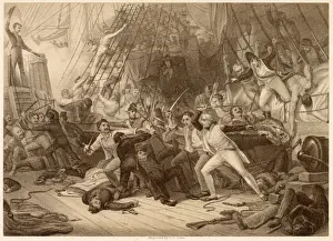 BATTLE OF CAPE ST VINCENT Nelson boards and takes the Spanish vessel San Josef