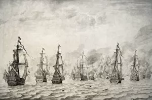The Battle of Dunkirk, 1659, by Willem van de Velde I1611-16