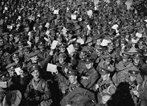 Battle of Flanders. Men assembling to go on leave