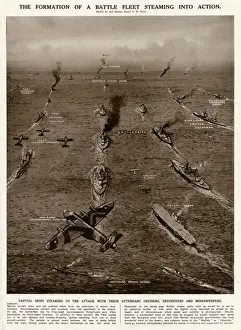 Minesweepers Prints: Battle fleet going into action by G. H. Davis