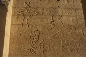 Battle of Kadesh (1274 B.C.). Ramses II in his chariot. Rame
