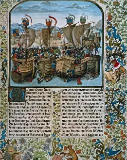 Fought Prints: Battle of l Ecluse, fought in Sluys bay, when