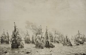 Images Dated 14th September 2013: The Battle of Livorno (Leghorn), c. 1659, by Willem van de Ve
