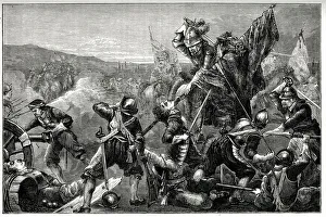 Cavaliers Prints: The Battle of Naseby, Northamptonshire, 14 June 1645, a Parliamentarian victory against