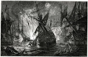 Explosion Gallery: Battle of the Nile (Battle of Aboukir Bay), Egypt, a naval battle between the British