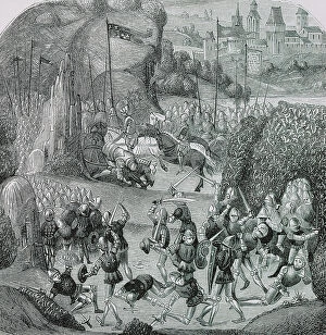 Armored Collection: Battle of Otterburn. August 5, 1388. Engraving