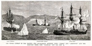 Shah Collection: The Battle of Pacocha - The British Attack Peruvian Ship