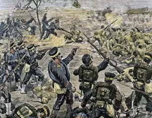 First Gallery: Battle of Ping-Yang, 1894. Engraving