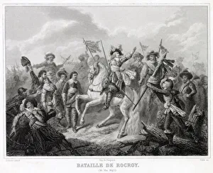 Conde Gallery: BATTLE OF ROCROI Louis II Conde - thats him on the white horse - inflicts a severe