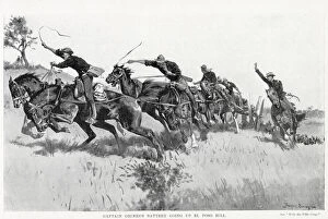 Images Dated 13th November 2020: Battle of San Juan. Captain Grimes Battery going up El Poso Hill. Date: 1898