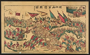 Battle Field Gallery: Battle scene - soldiers engaged in close fighting on a battl