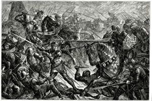 Images Dated 17th August 2021: The Battle of Towton, West Riding of Yorkshire, fought in a snowstorm on 29 March 1461