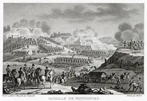 Austrians Prints: At the battle of WATTIGNIES, the French under Jourdan defeat the Austrians under