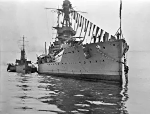 Tugs Prints: Battleship decked out with flags