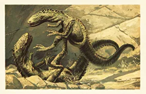 Cretaceous Prints: Two battling Dryptosaurus aquilunguis