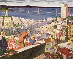 Patio Gallery: Bay Bridge Terrace View. San Francisco. Date: 1947