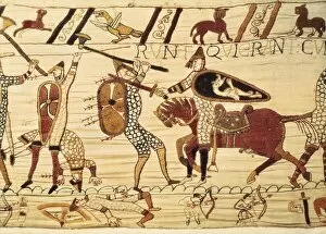 Archaeological Collection: Bayeux Tapestry. 1066-1077. Battle of Hastings