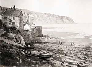 Headland Prints: Beach and headland at Robin Hoods Bay, Yorkshire