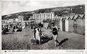 Boulogne Prints: Beach Huts on the seafront at Boulogne-sur-Mer