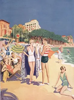 Pins Prints: The beach at Juan-Les-Pins by Helen McKie