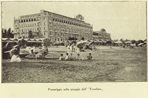 The beach near the Excelsior Hotel, Lido, Venice, 1924