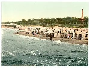 Pommeraina Prints: Beach and park, Colberg, Pommeraina, Germany (i. e. Kolobrzeg