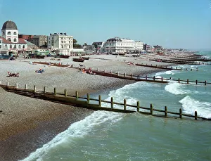 Worthing Prints: The beach from the pier, Worthing